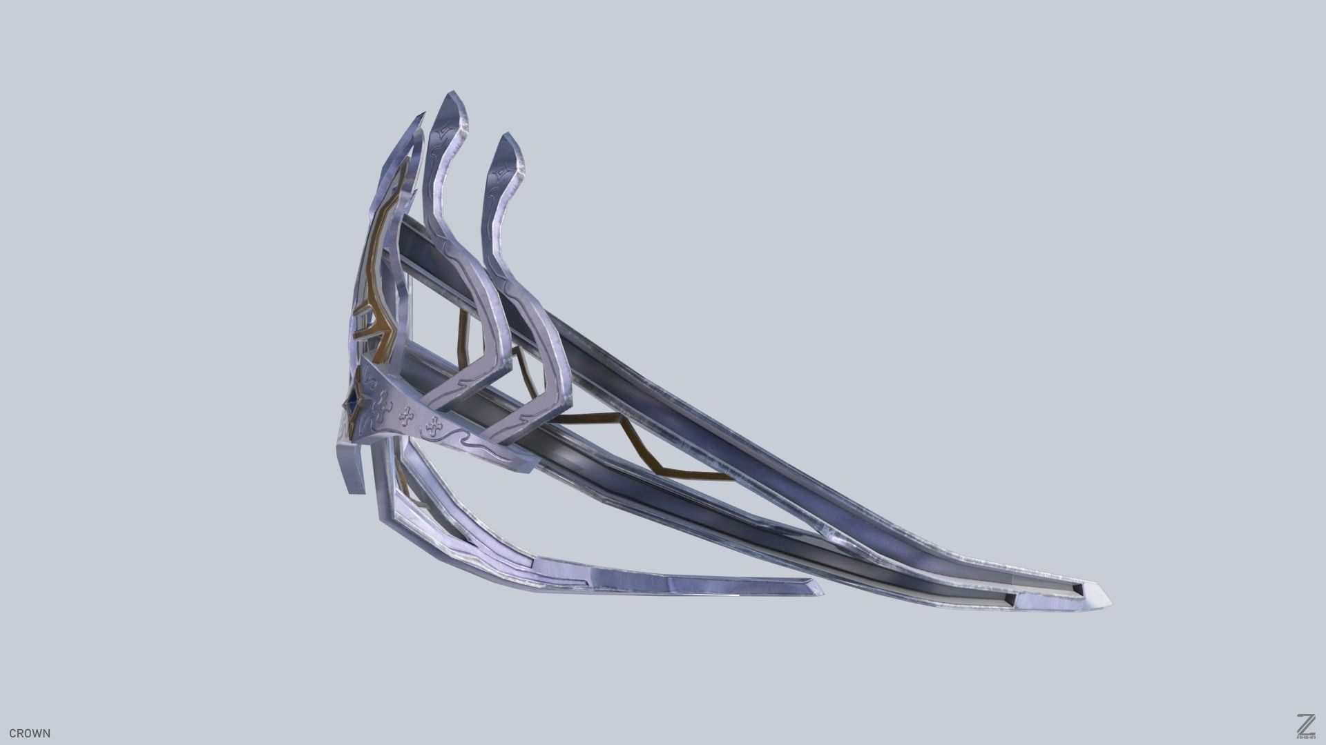 Blue Diamond Crown Low-poly 3D model_8