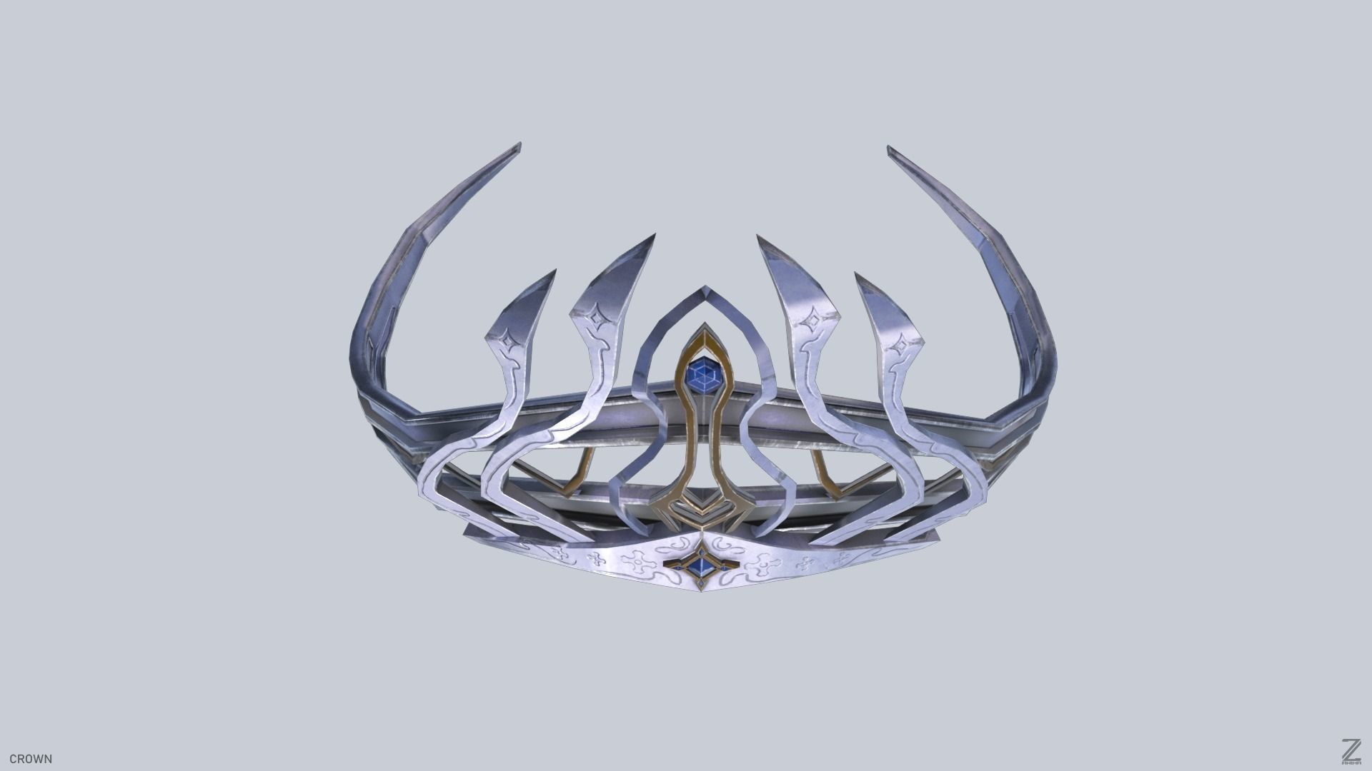 Blue Diamond Crown Low-poly 3D model_10