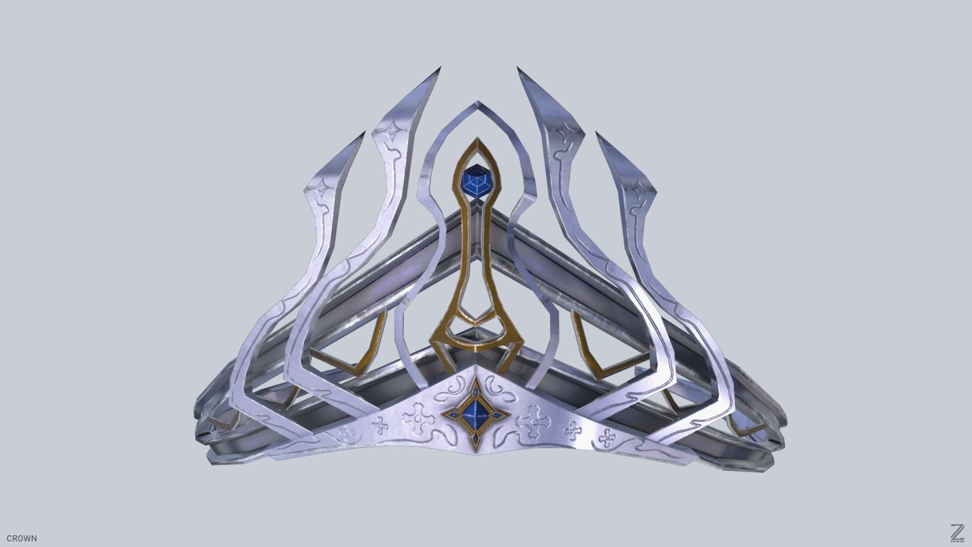 Blue Diamond Crown Low-poly 3D model_1