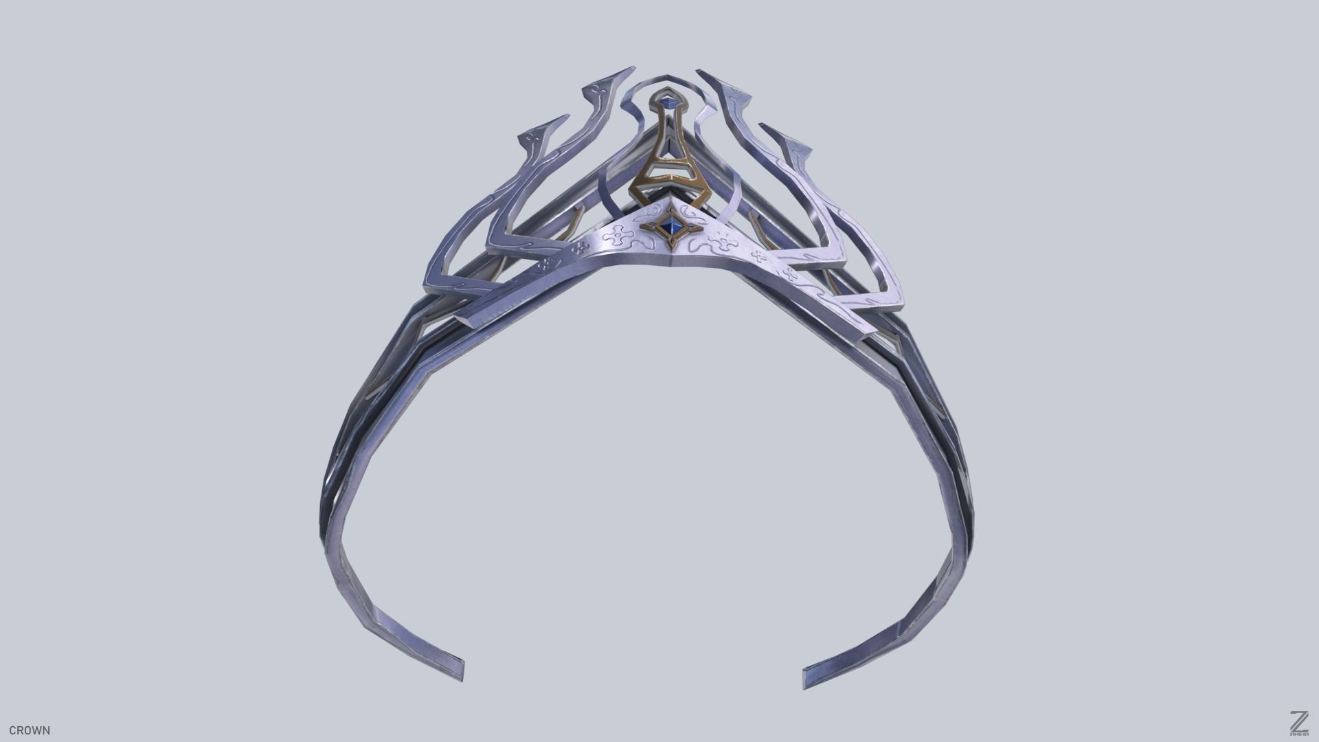 Blue Diamond Crown Low-poly 3D model_9