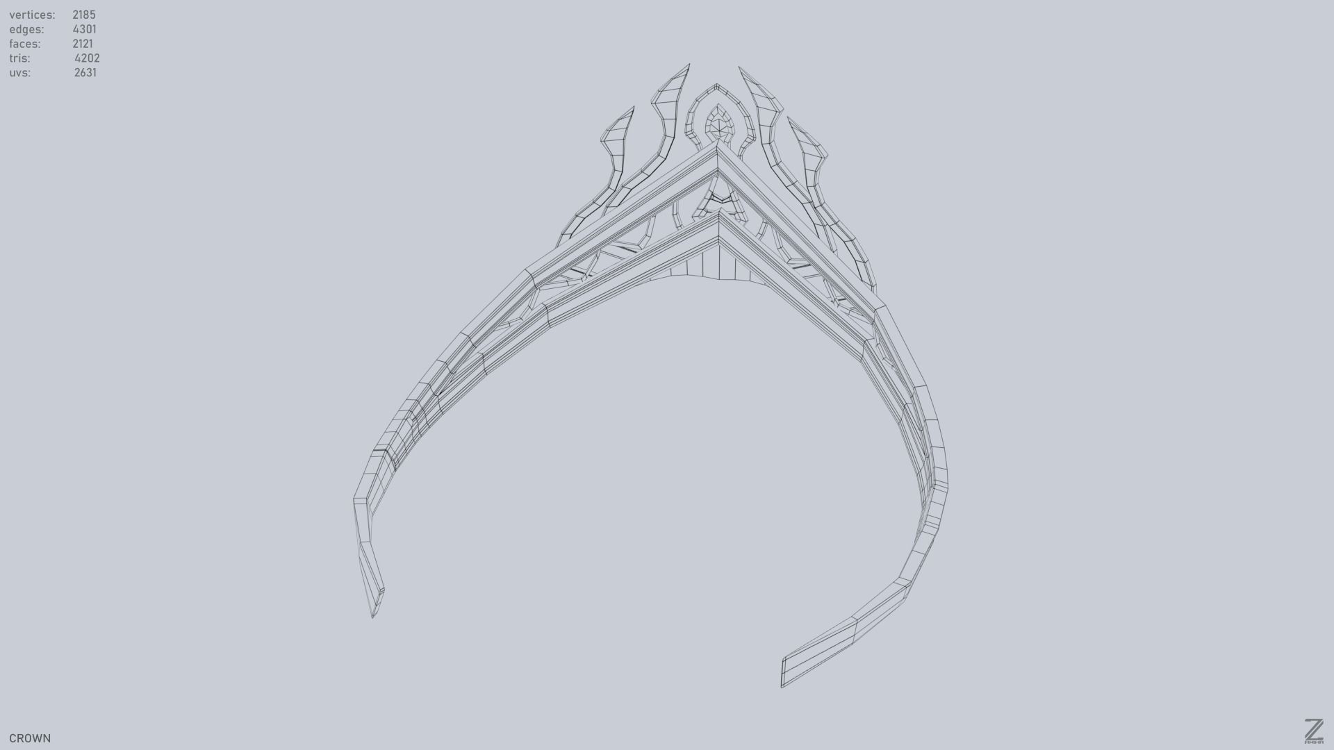 Blue Diamond Crown Low-poly 3D model_13