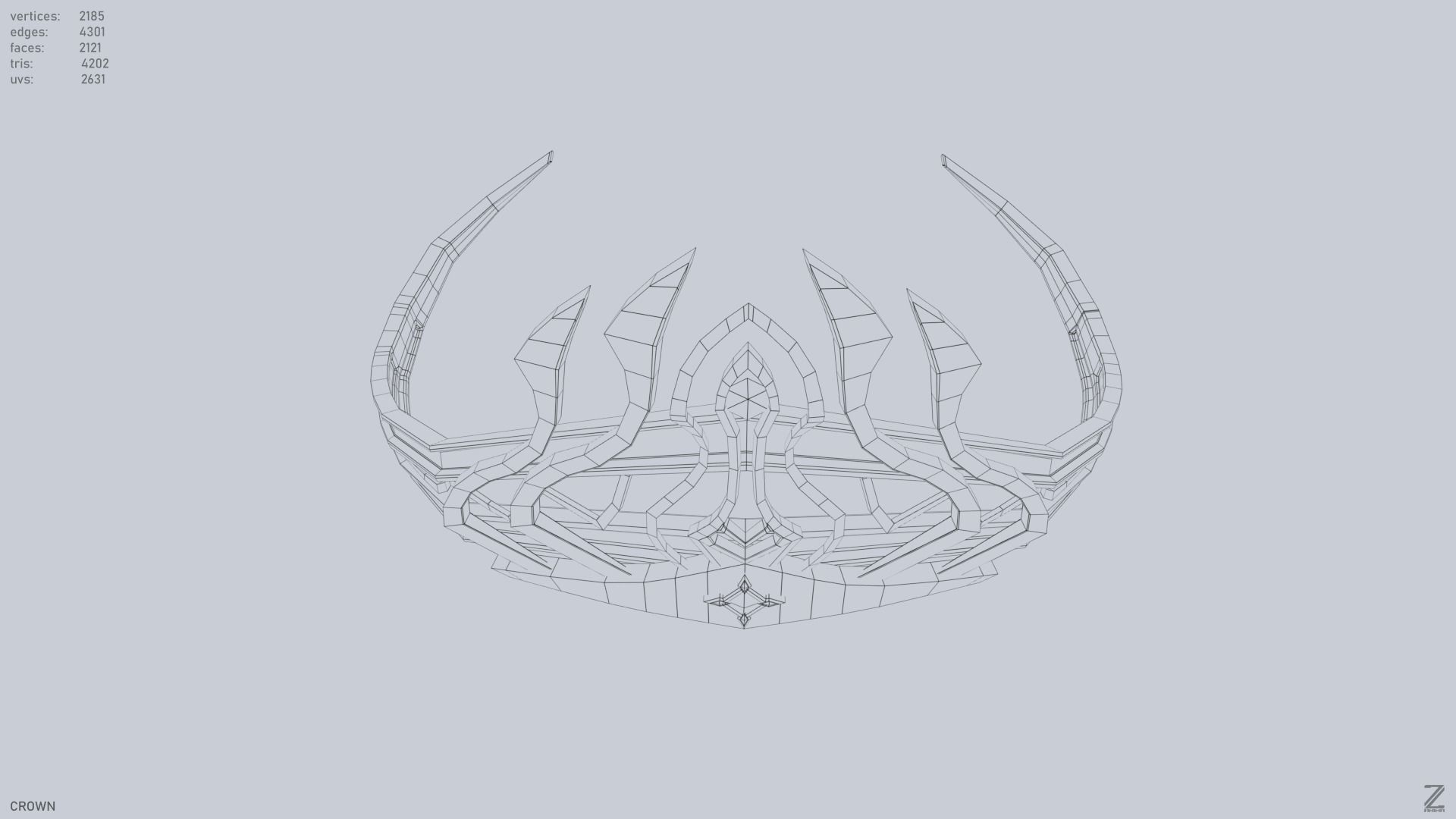 Blue Diamond Crown Low-poly 3D model_16