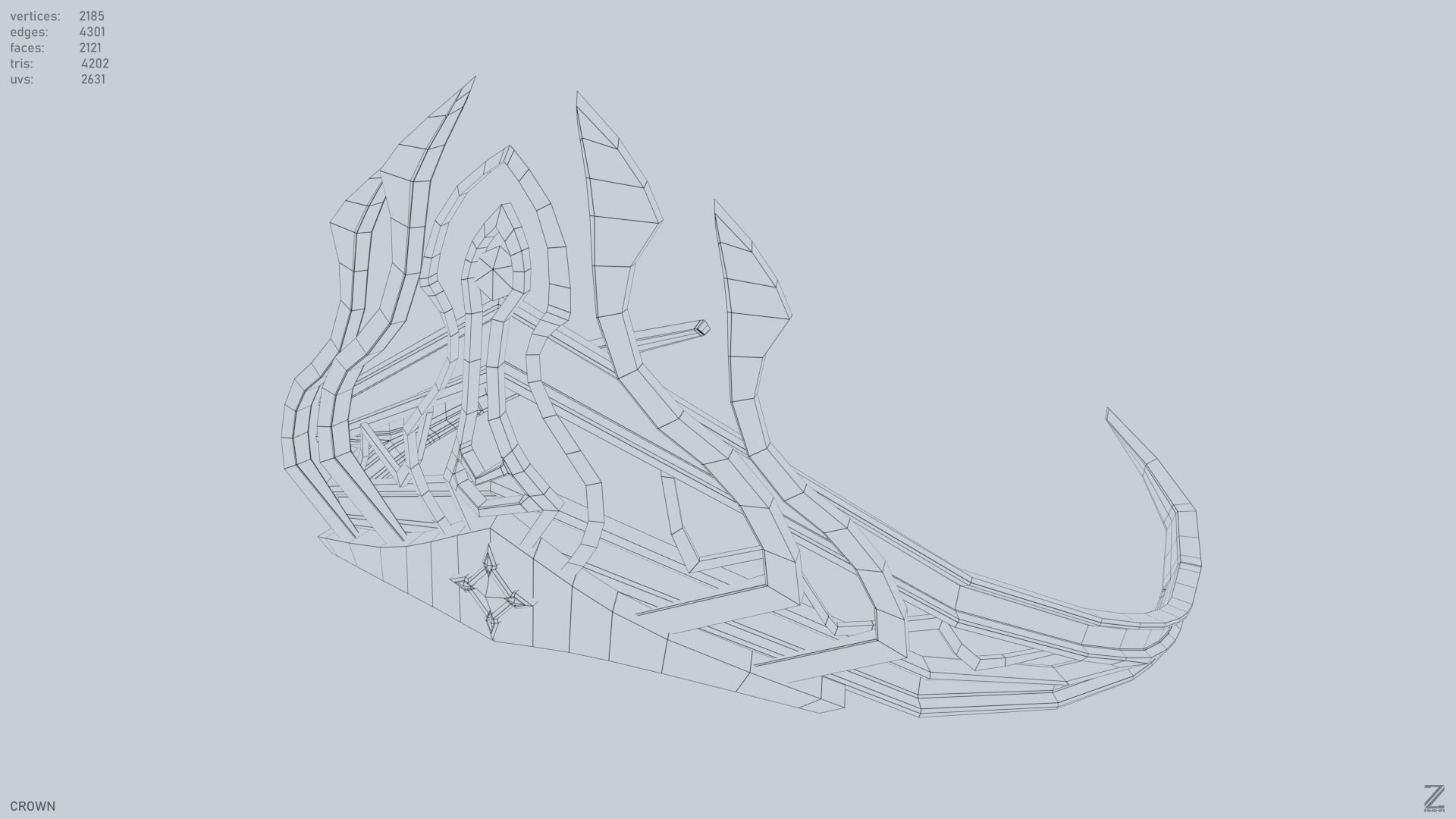 Blue Diamond Crown Low-poly 3D model_3