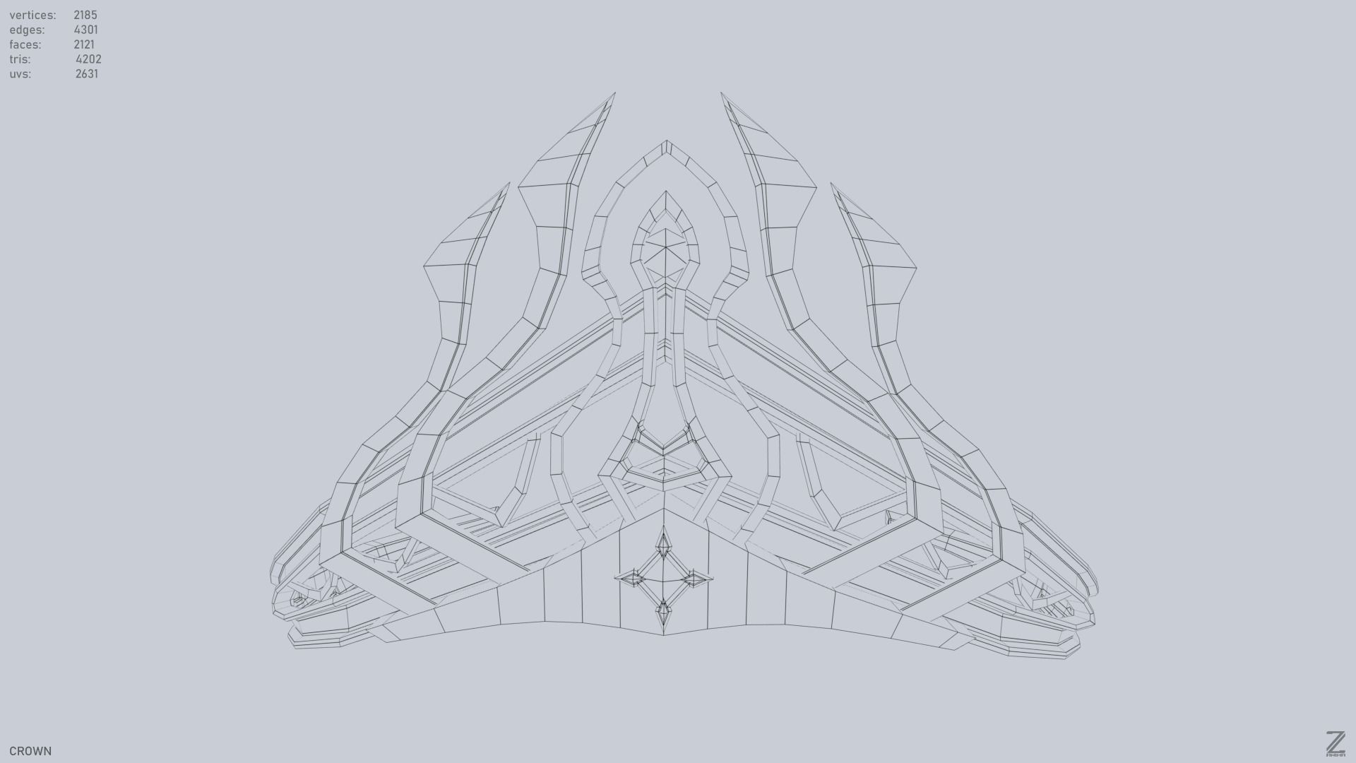 Blue Diamond Crown Low-poly 3D model_11