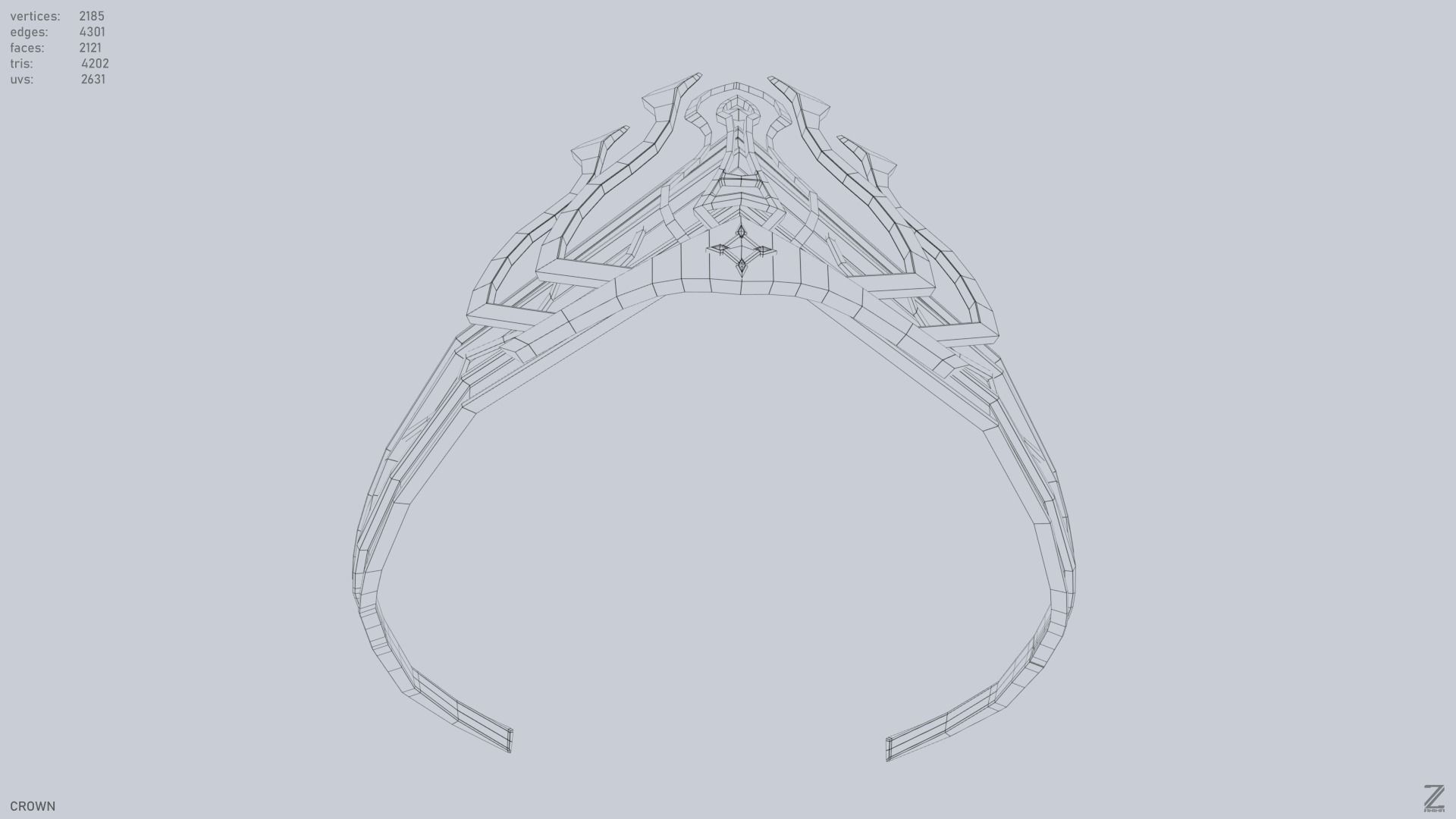 Blue Diamond Crown Low-poly 3D model_15