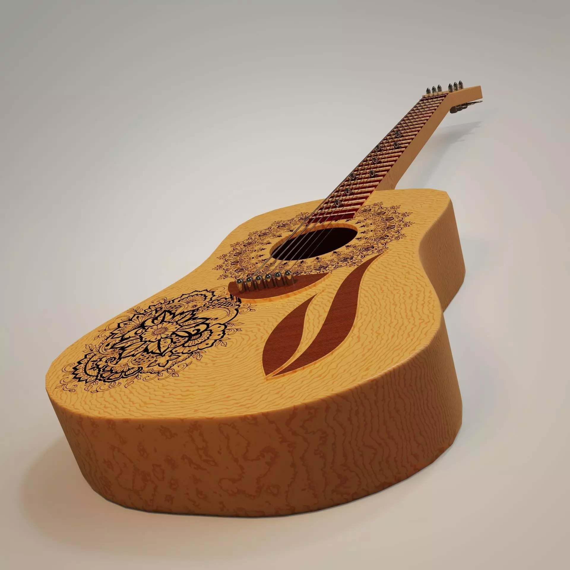 Guitar acoustic 3D model_0