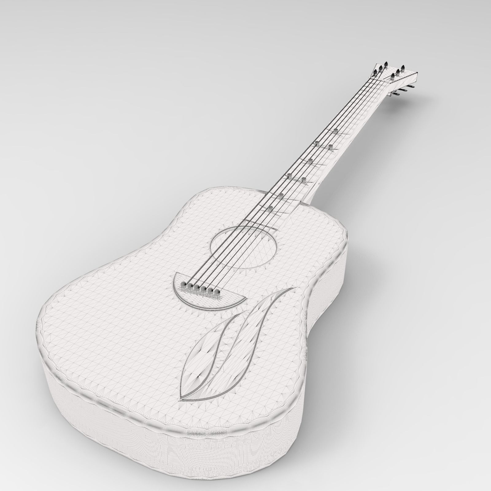 Guitar acoustic 3D model_2