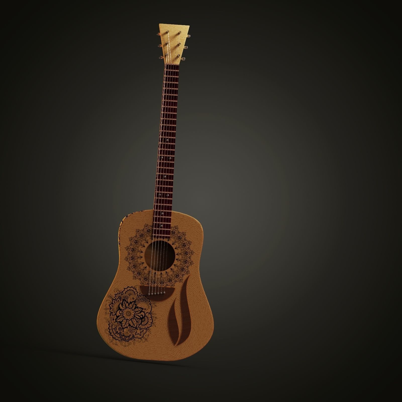 Guitar acoustic 3D model_1