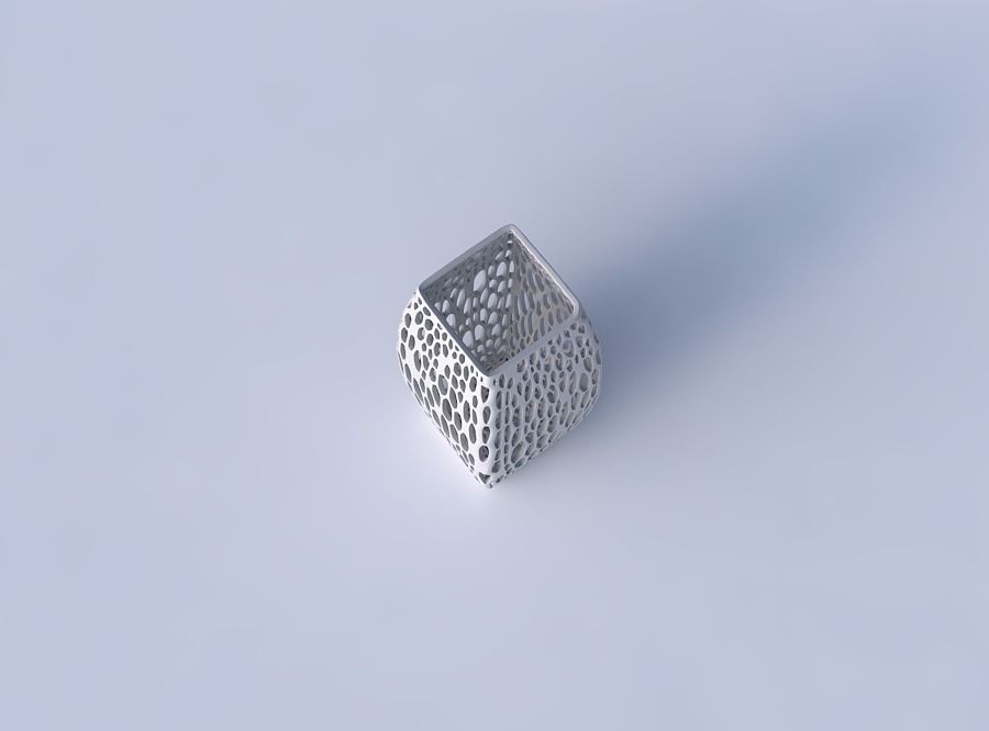 Vase rectangle with fine organic lattice 3D print model_2