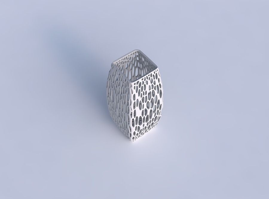 Vase rectangle with fine organic lattice 3D print model_1