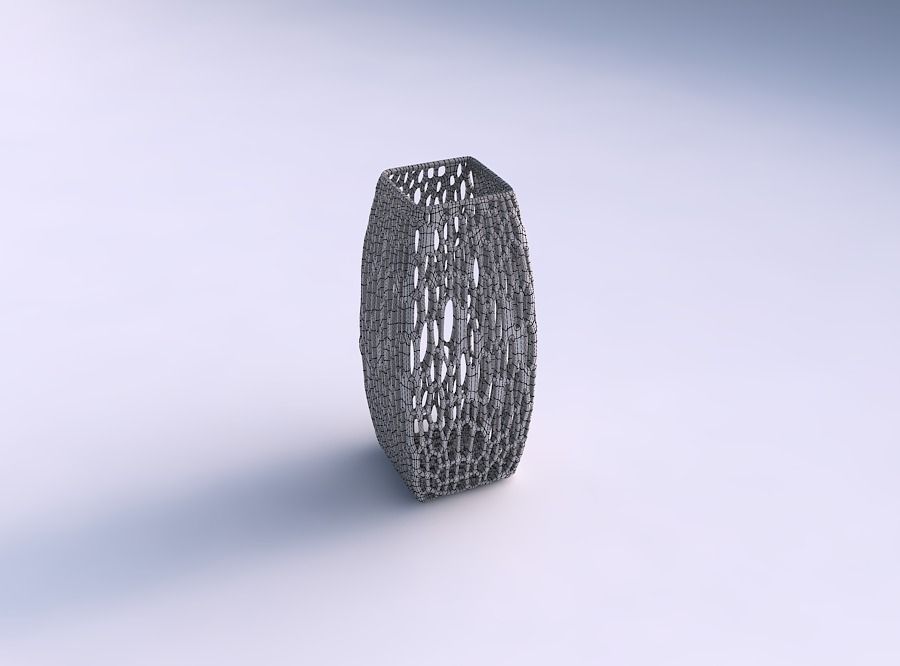 Vase rectangle with fine organic lattice 3D print model_5