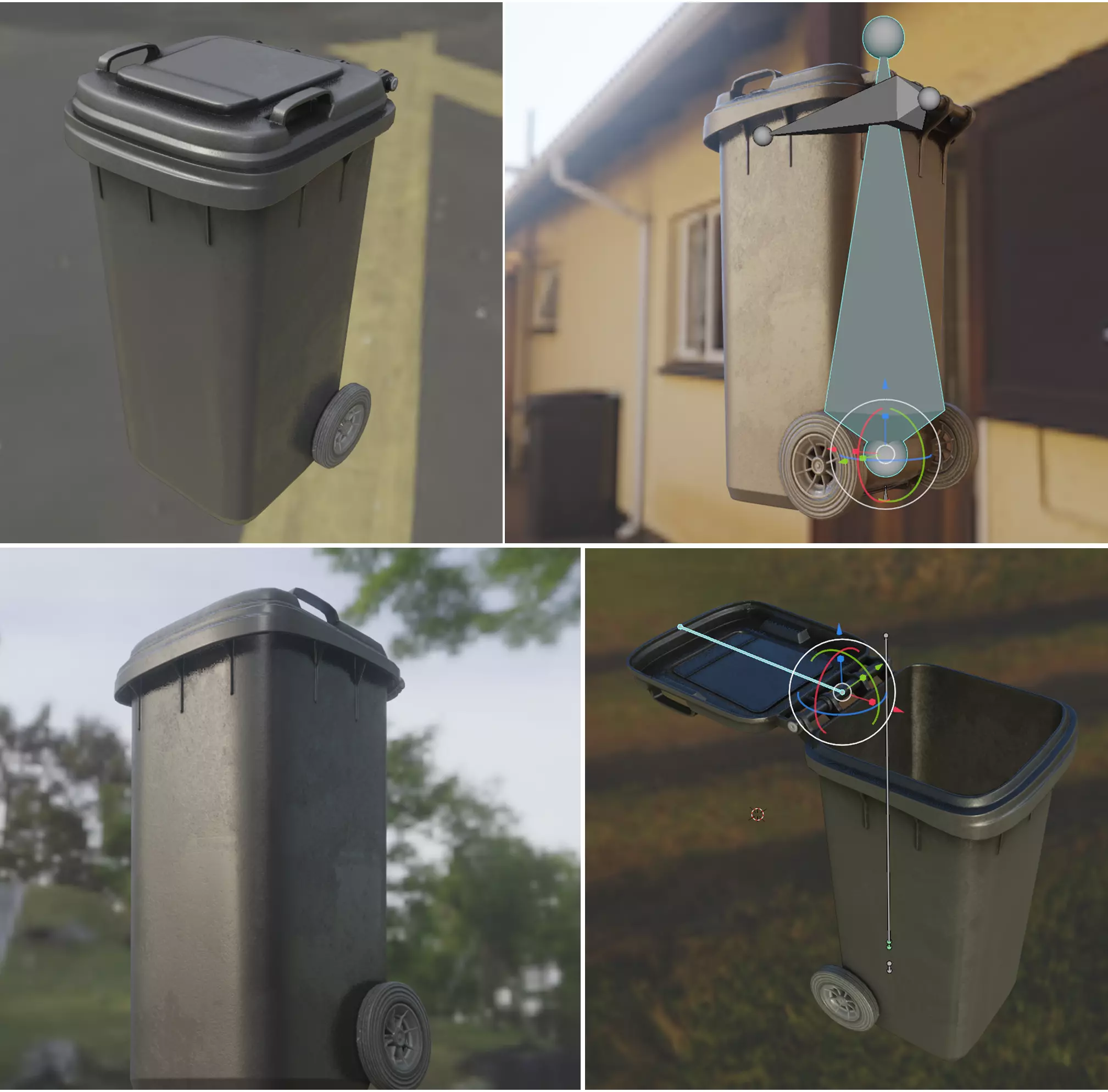 Rigged Residual Waste Can 120L -Low-Poly-Version- Low-poly 3D model