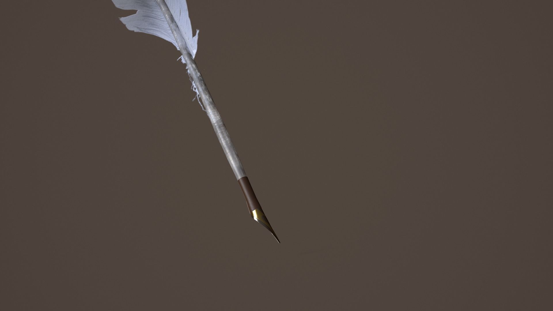 Quill and Glass Inkpot Low-poly 3D model_8