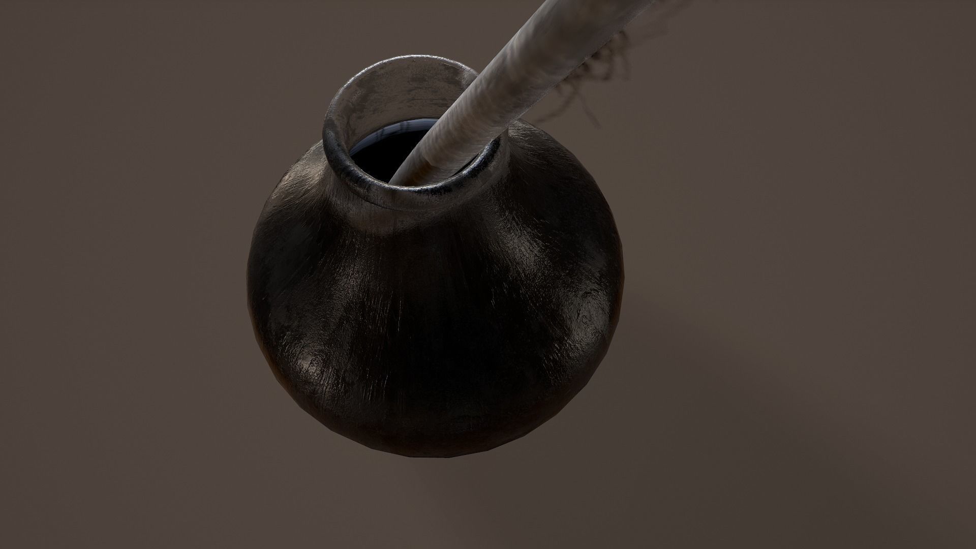 Quill and Glass Inkpot Low-poly 3D model_3