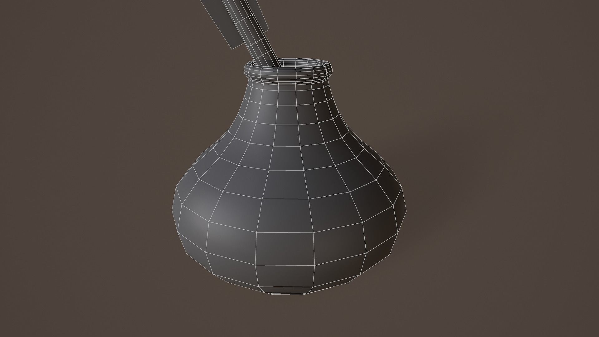 Quill and Glass Inkpot Low-poly 3D model_10