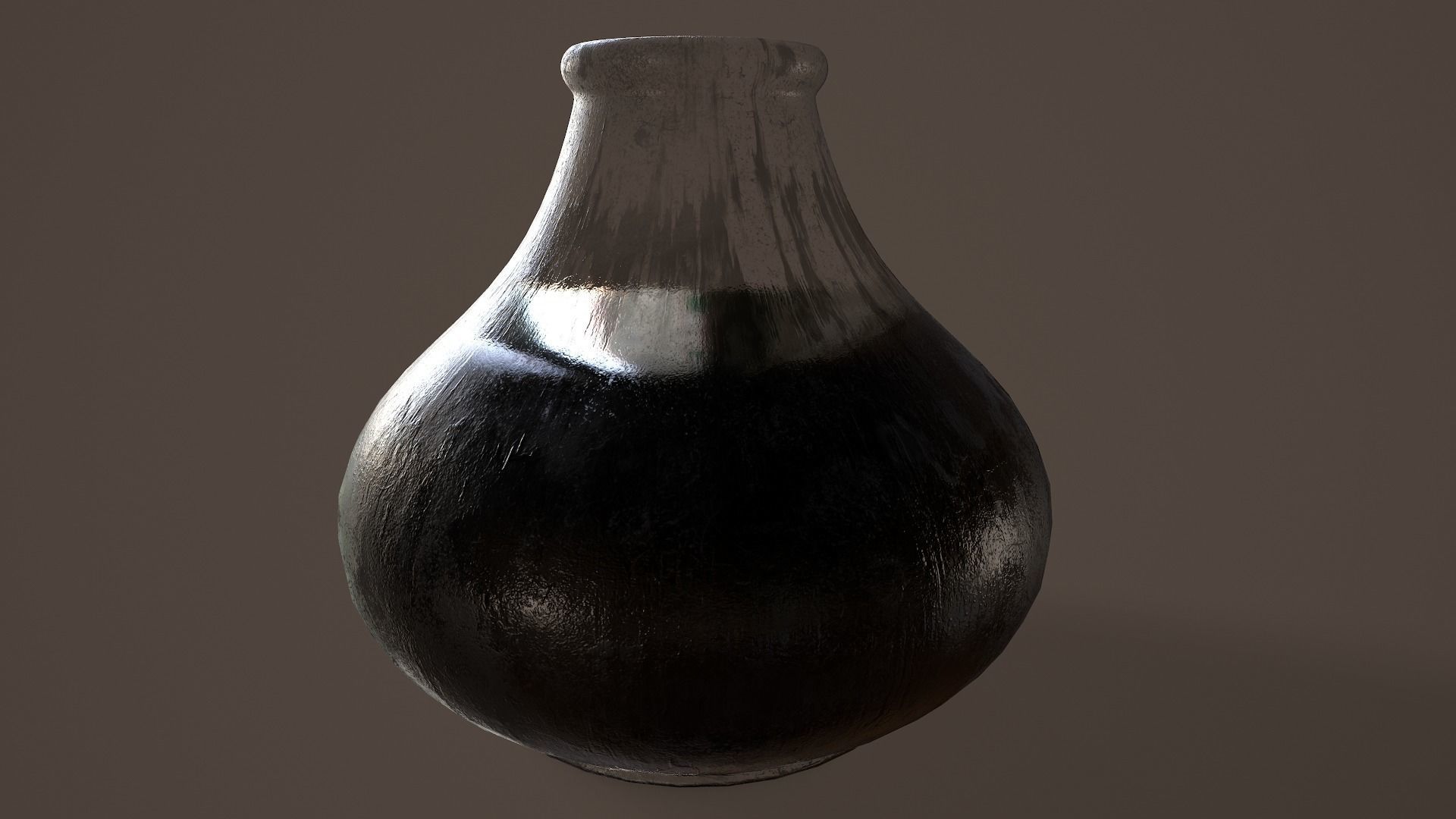 Quill and Glass Inkpot Low-poly 3D model_5