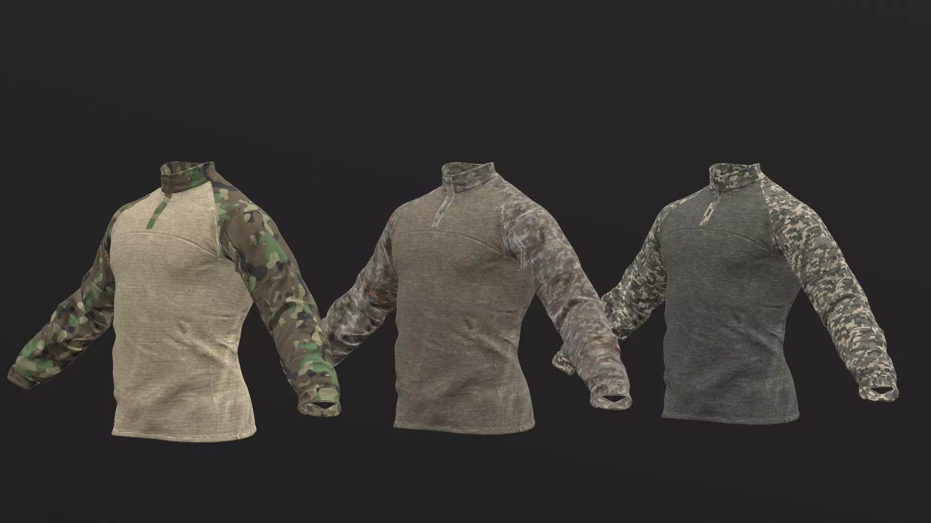 Mens Tactical Military Combat Shirt Long Sleeve 3D model_0