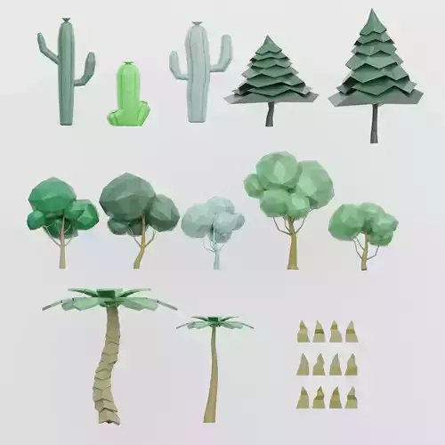 Low poly trees origami