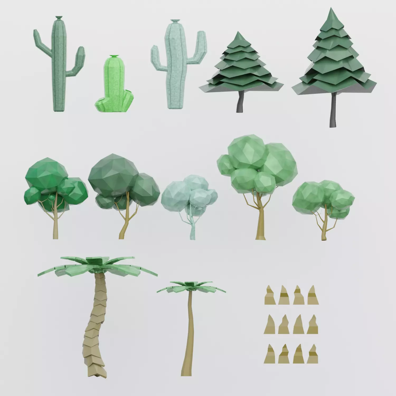 Low poly trees origami Low-poly 3D model