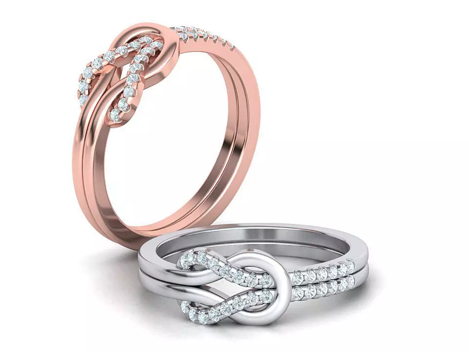 Diamond Knot Loop ring Pave setting 3dmodel  3D print model_0