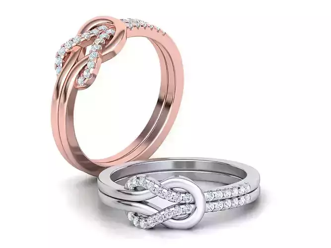 Diamond Knot Loop ring Pave setting 3dmodel  3D print model