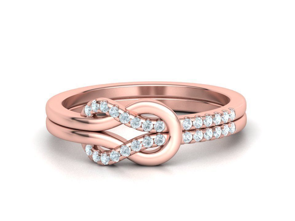 Diamond Knot Loop ring Pave setting 3dmodel  3D print model_3