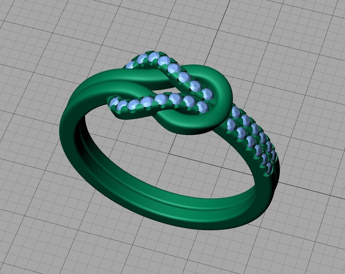 Diamond Knot Loop ring Pave setting 3dmodel  3D print model_10