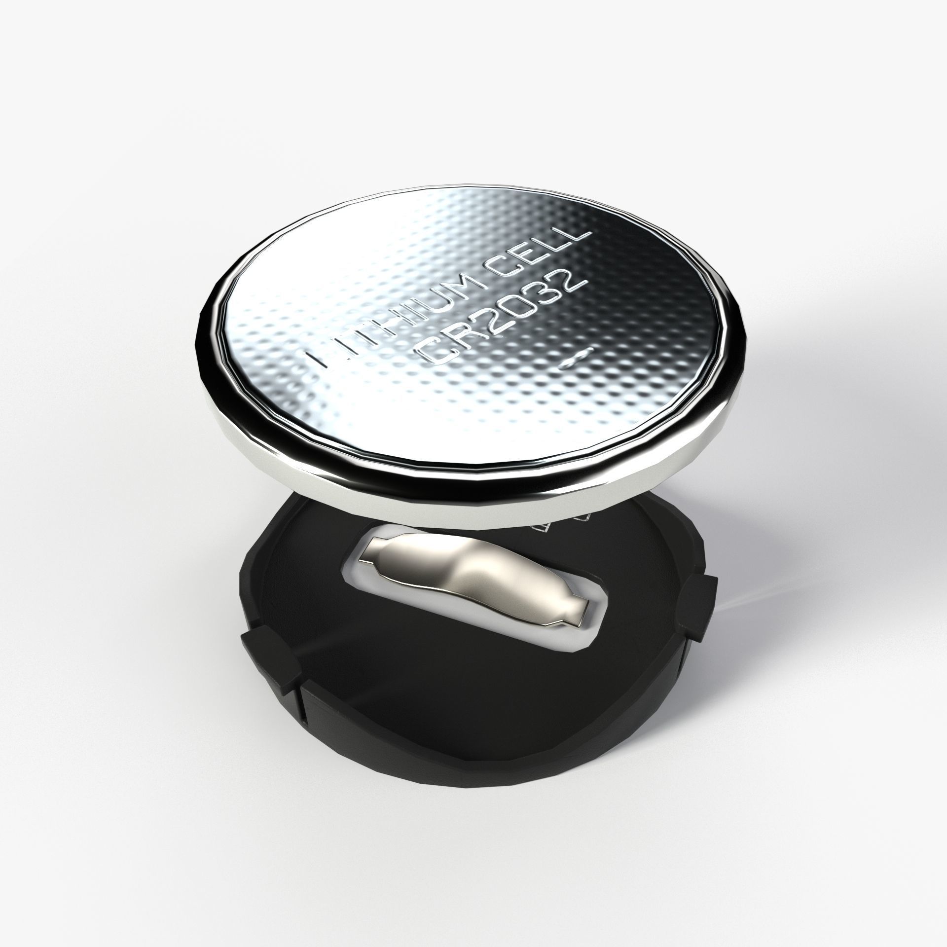 2K PBR Textured CR2032 Bios Battery and Socket 3D model_7
