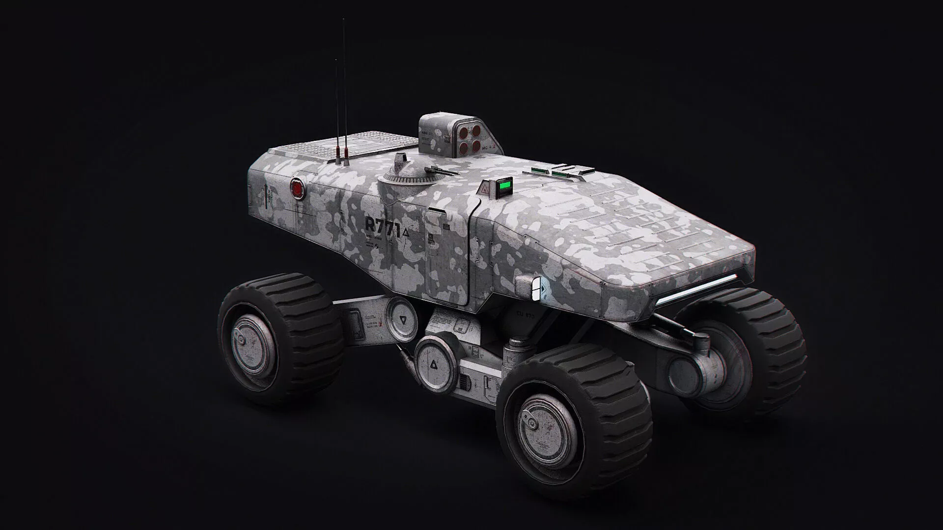 Mars Military Rover Source Files Attached 8K Textures Low-poly 3D model