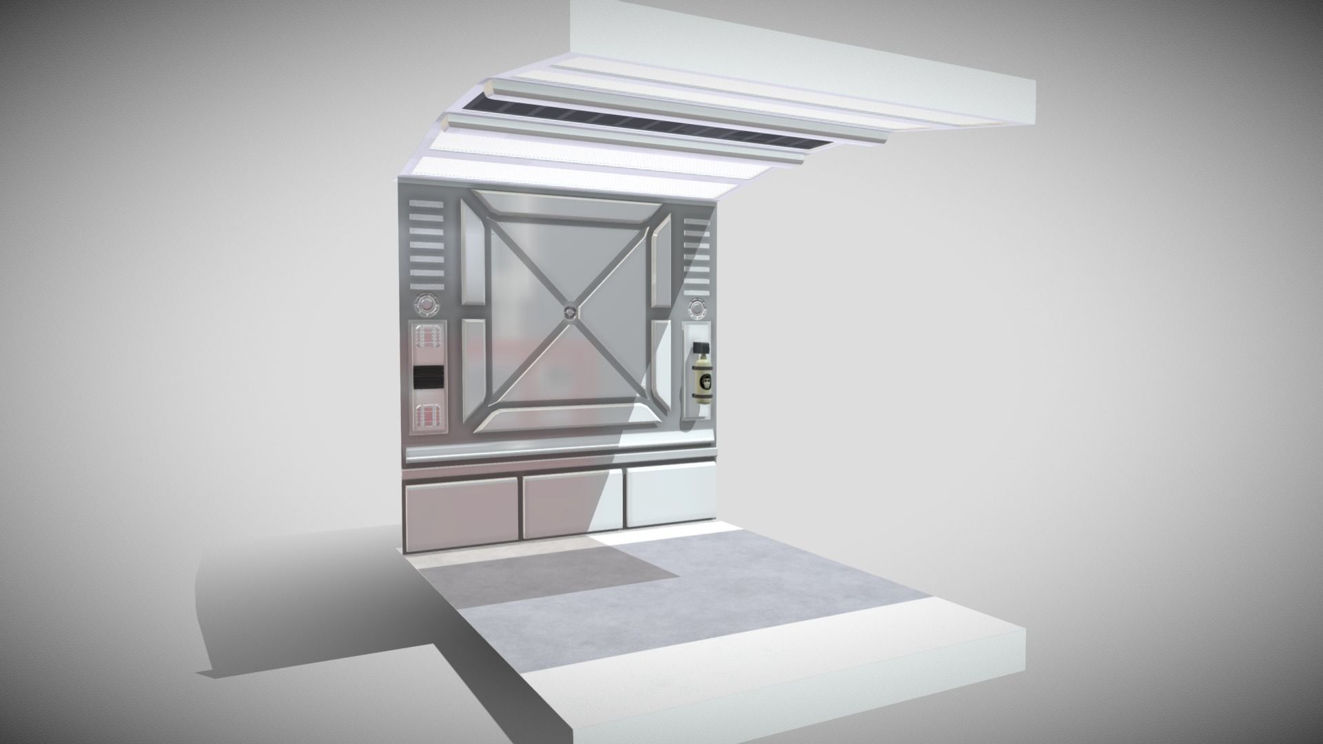 Sci-fi Panel Element Low-poly 3D model_3