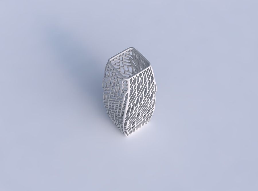 Vase rectangle with twisted lattice tiles 3D print model_1
