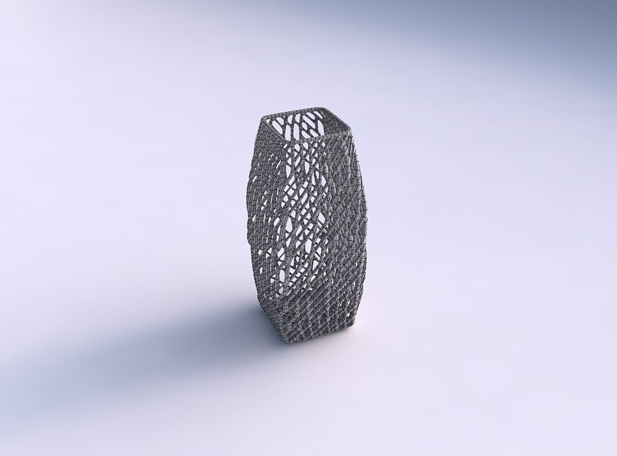 Vase rectangle with twisted lattice tiles 3D print model_5