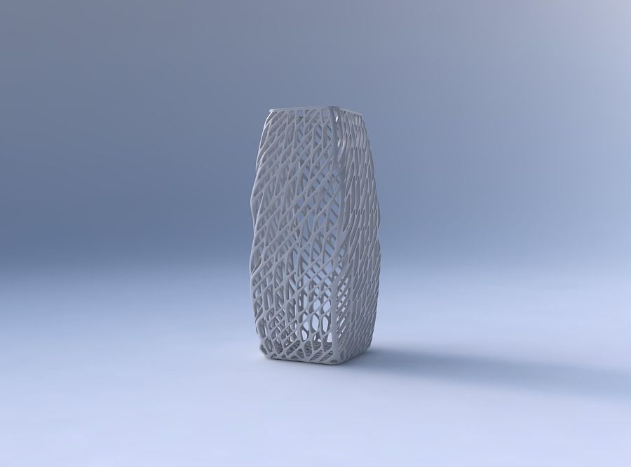 Vase rectangle with twisted lattice tiles 3D print model_4