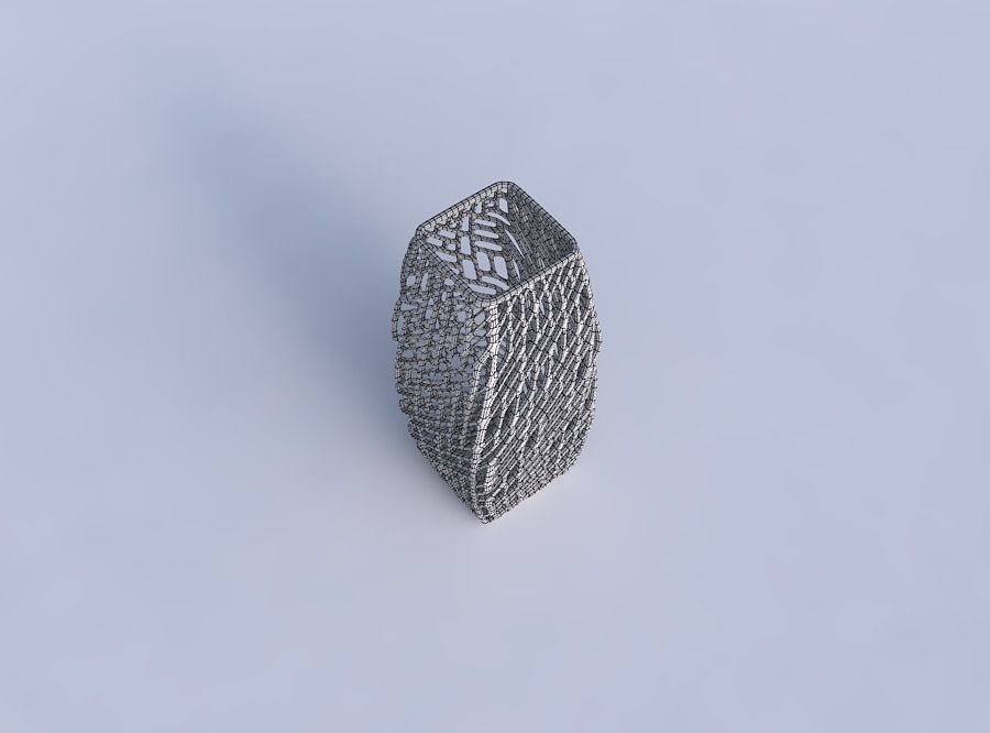 Vase rectangle with twisted lattice tiles 3D print model_6