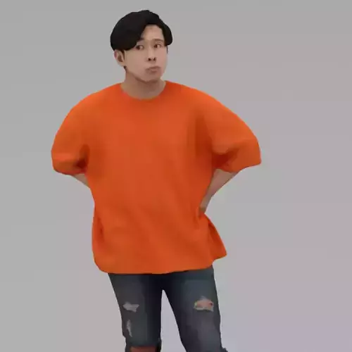 A Relaxed  Young Man Posing In Akimbo Posture In Half Body 