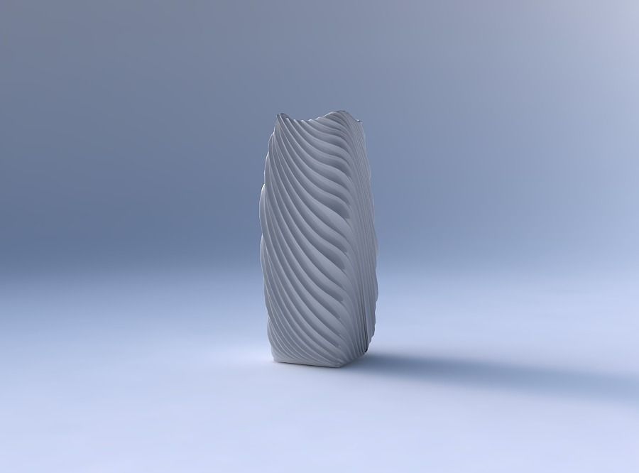 Vase rectangle with wavy extruded lines 2 3D print model_4