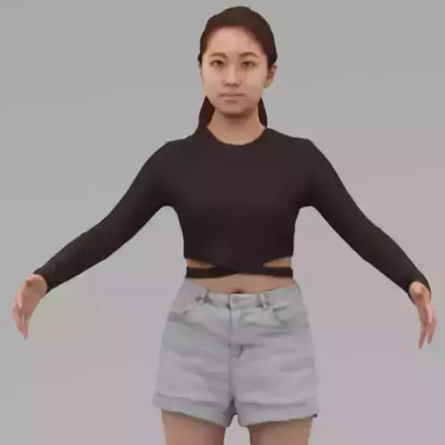 A Young Woman With A-Pose In Half Body 
