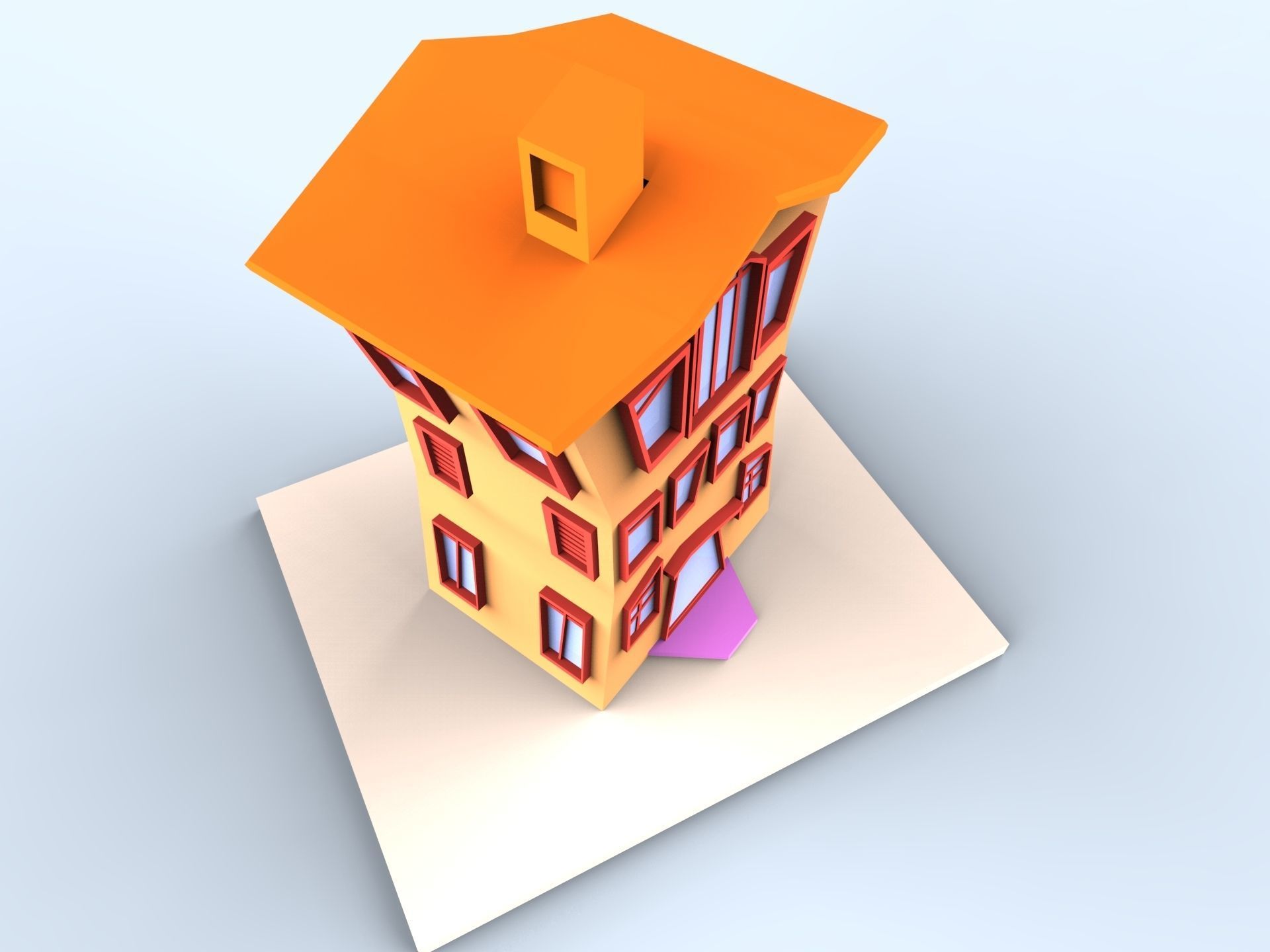 Colorfull cartoon building Low-poly 3D model_11