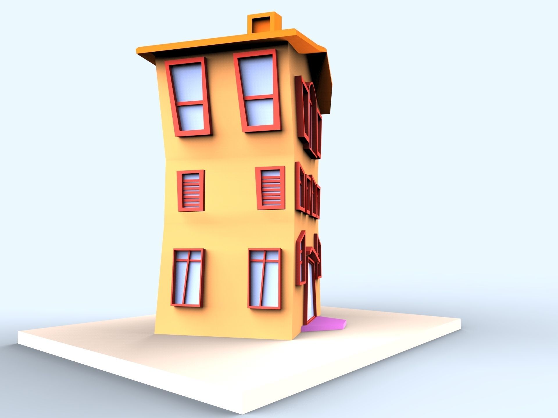 Colorfull cartoon building Low-poly 3D model_5