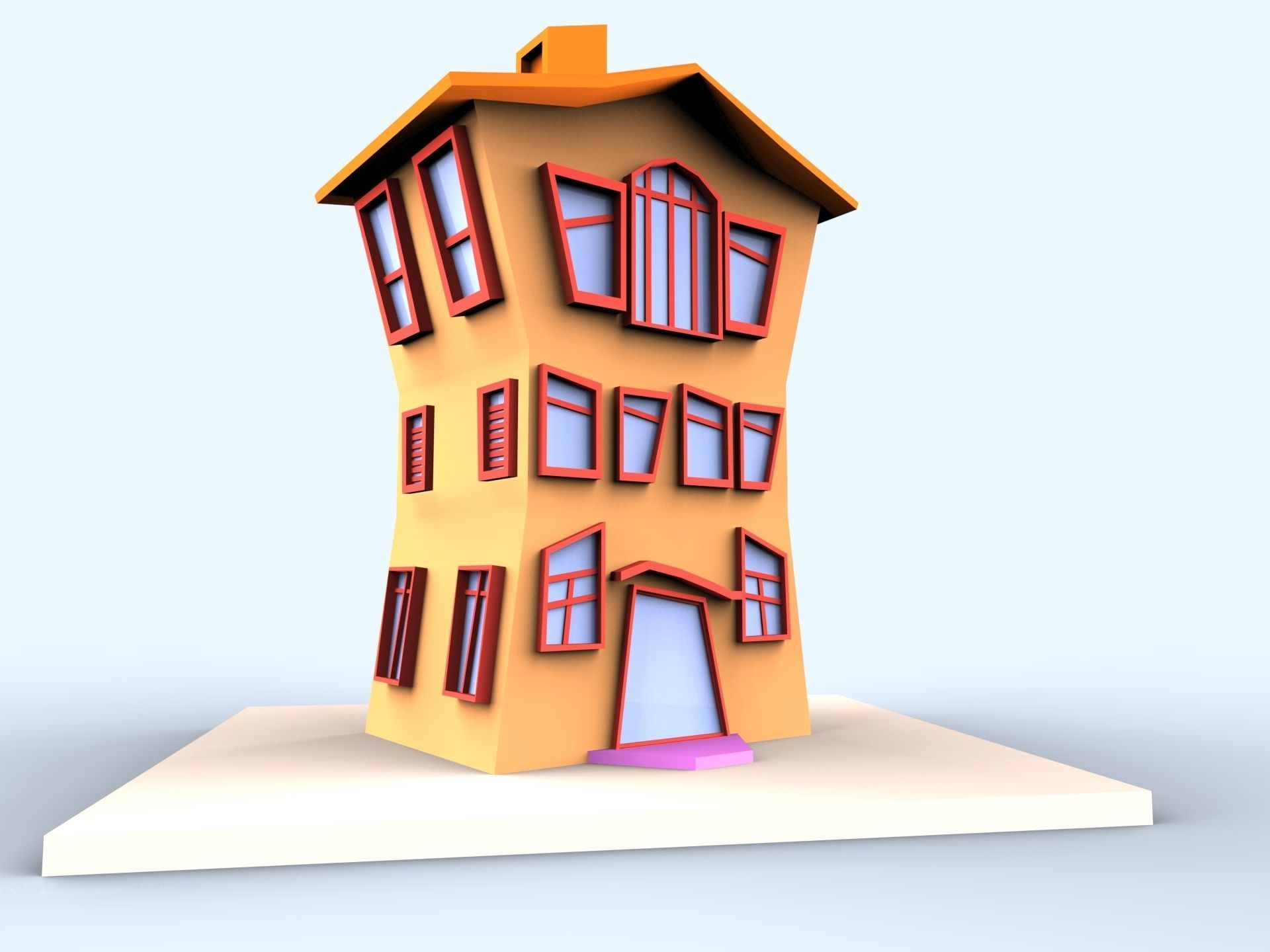 Colorfull cartoon building Low-poly 3D model_6