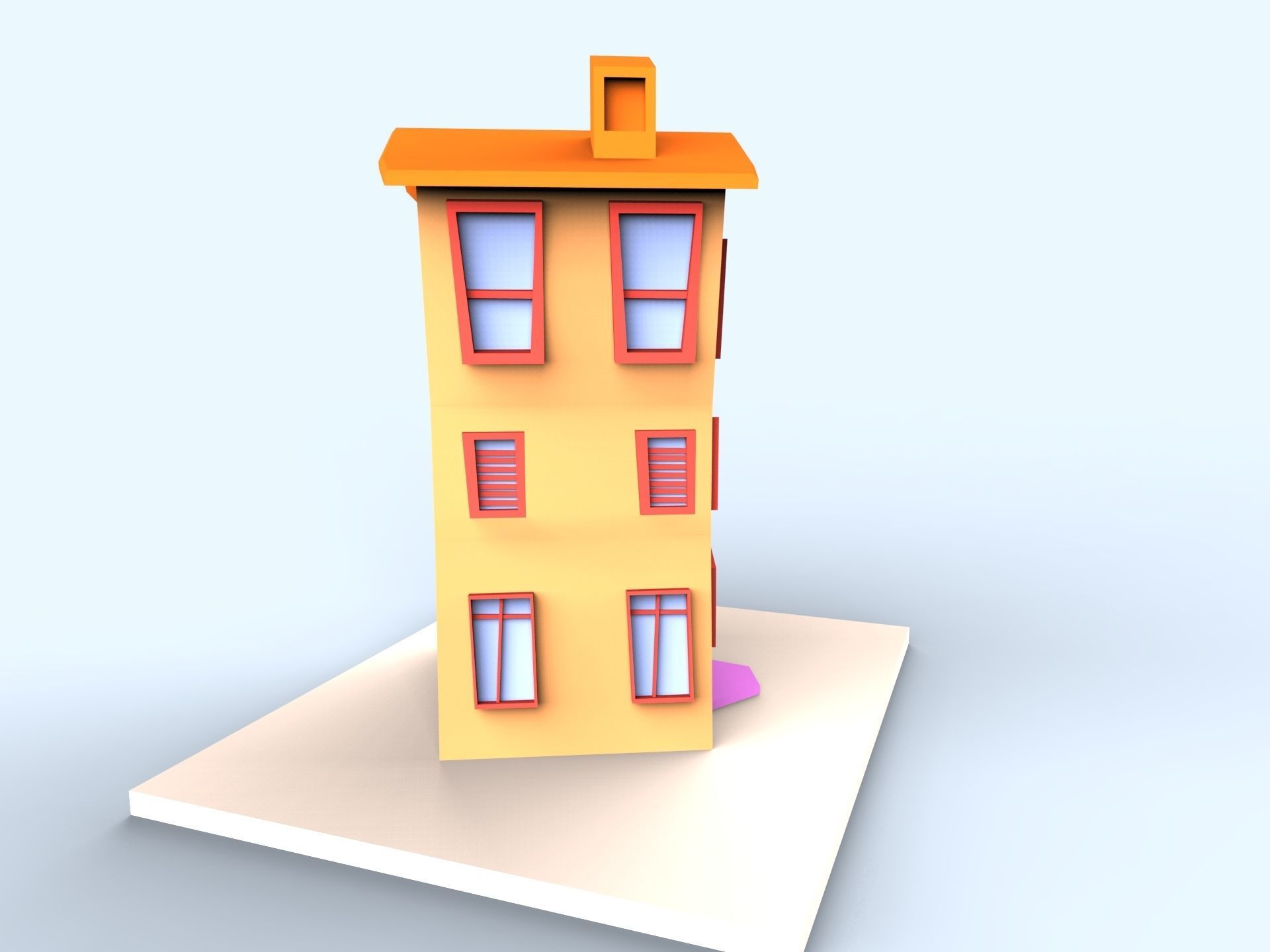 Colorfull cartoon building Low-poly 3D model_4