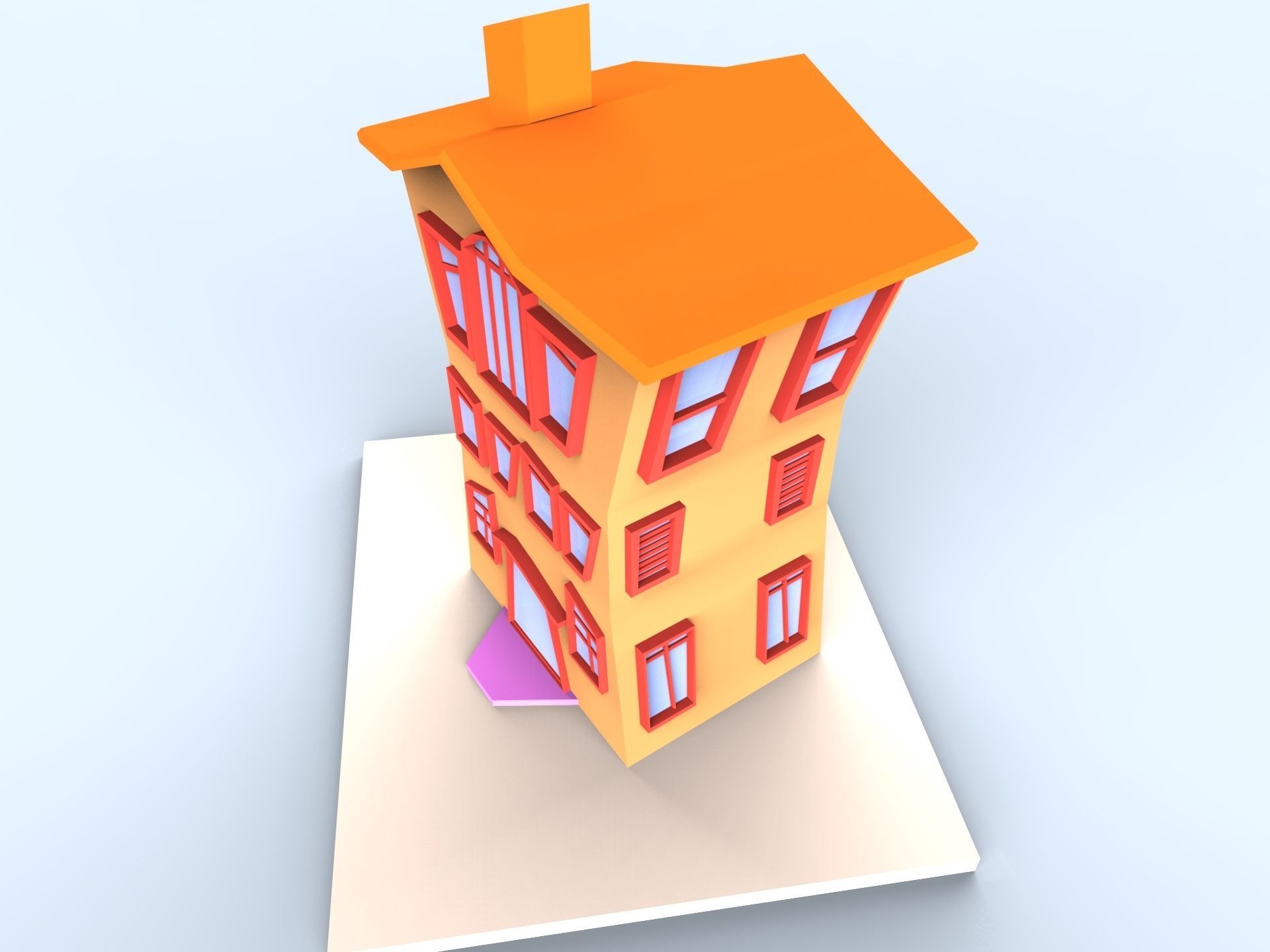 Colorfull cartoon building Low-poly 3D model_10
