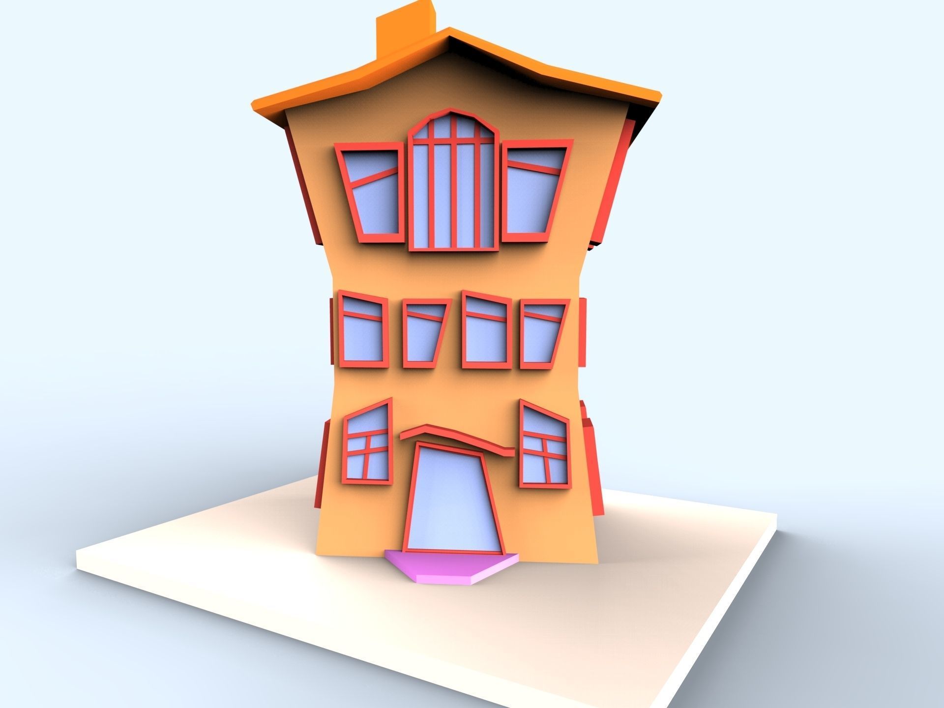 Colorfull cartoon building Low-poly 3D model_9