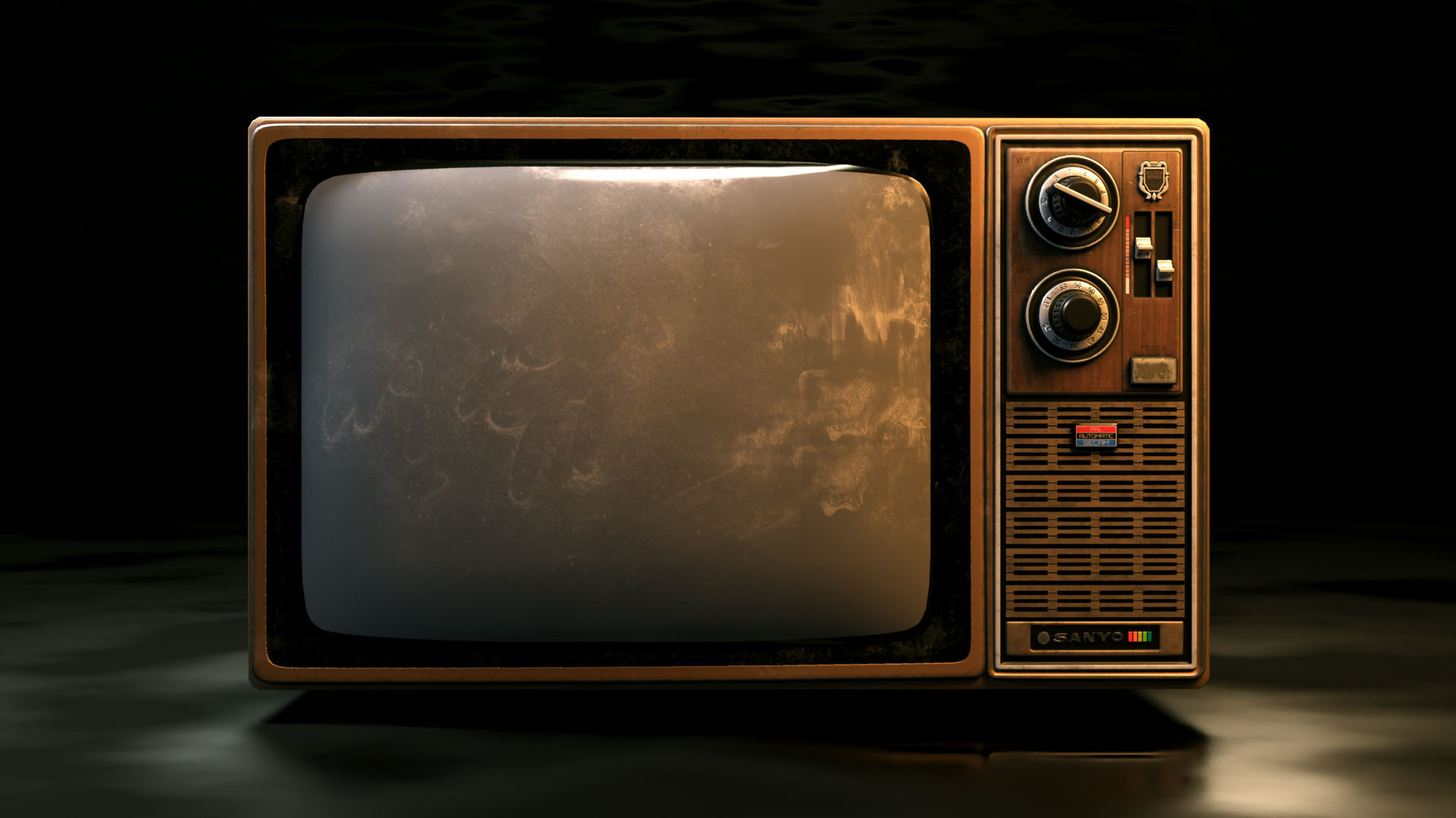 Antique TV  Old Television Low-poly 3D model_1