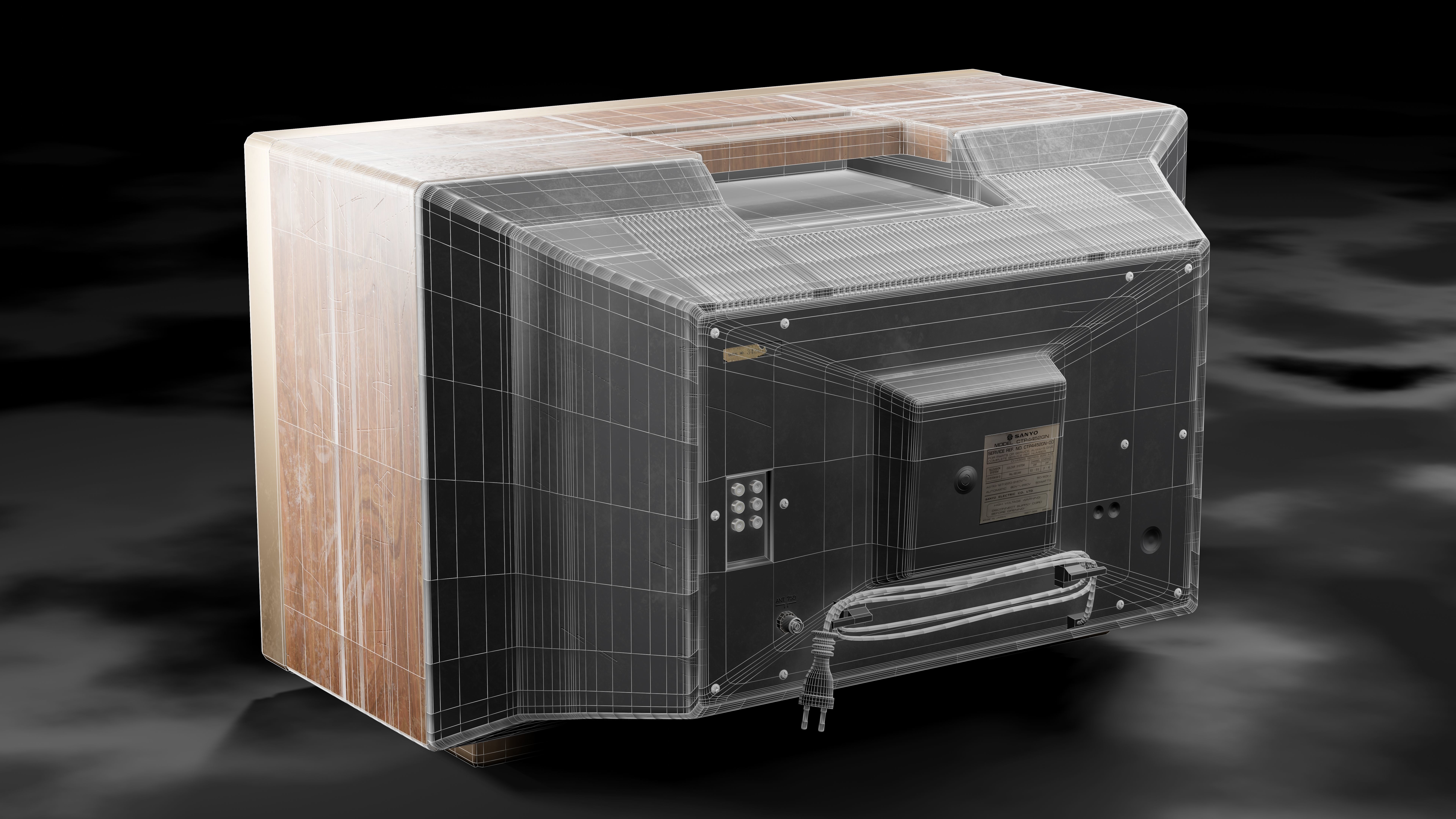 Antique TV  Old Television Low-poly 3D model_5