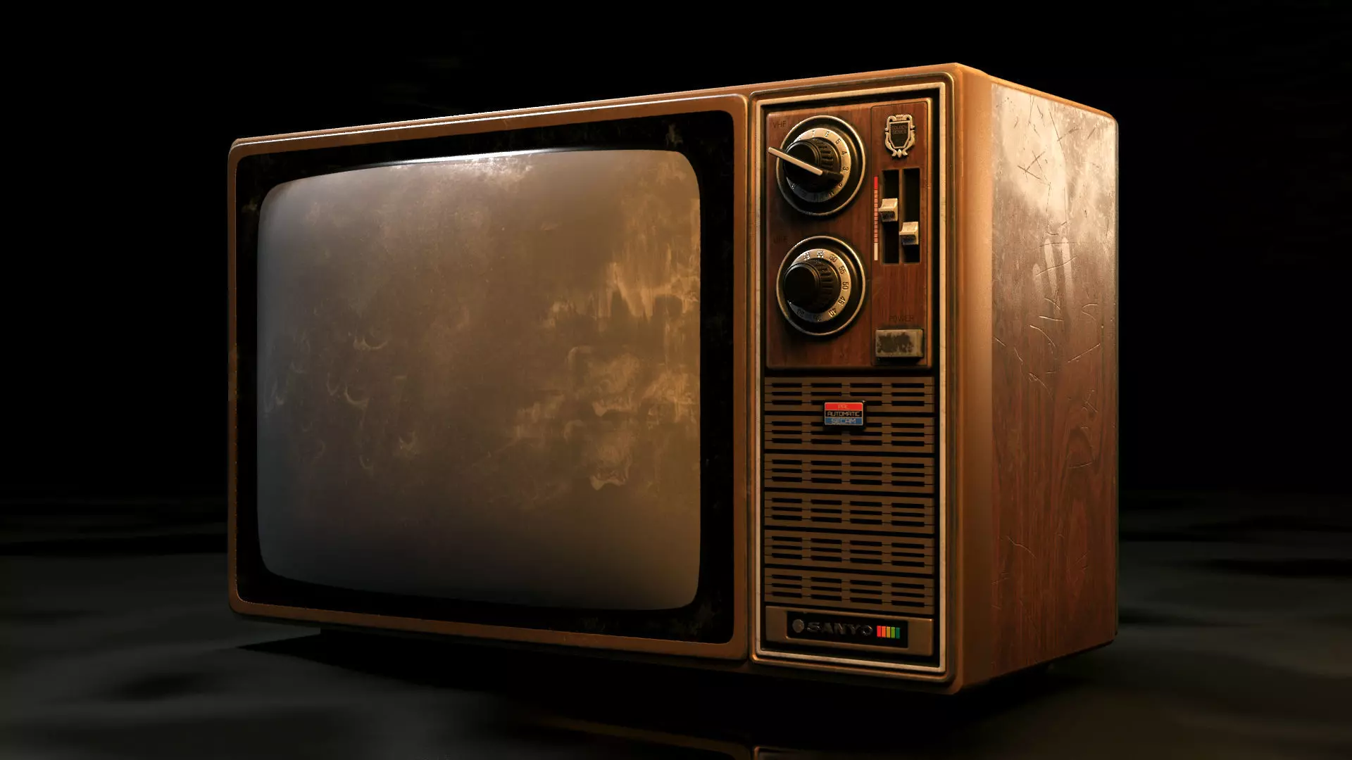 Antique TV  Old Television Low-poly 3D model_0