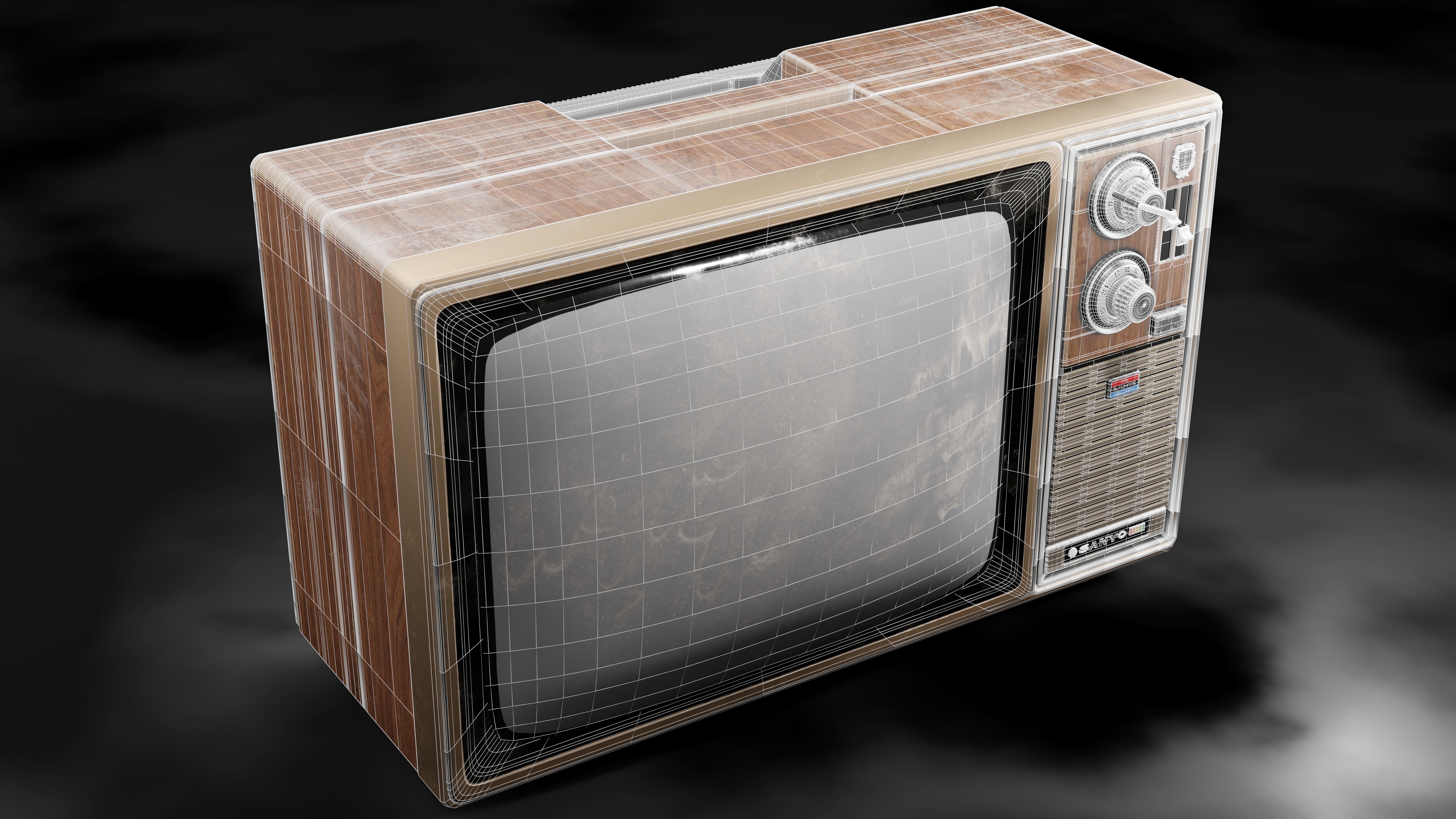 Antique TV  Old Television Low-poly 3D model_3