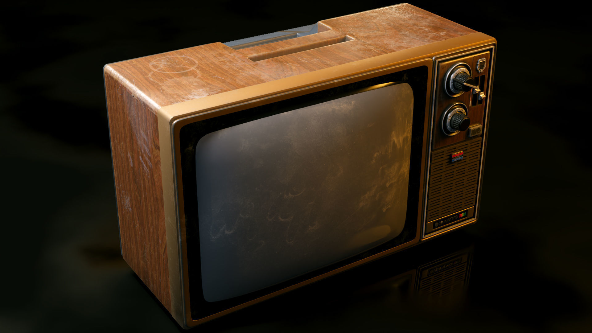 Antique TV  Old Television Low-poly 3D model_2
