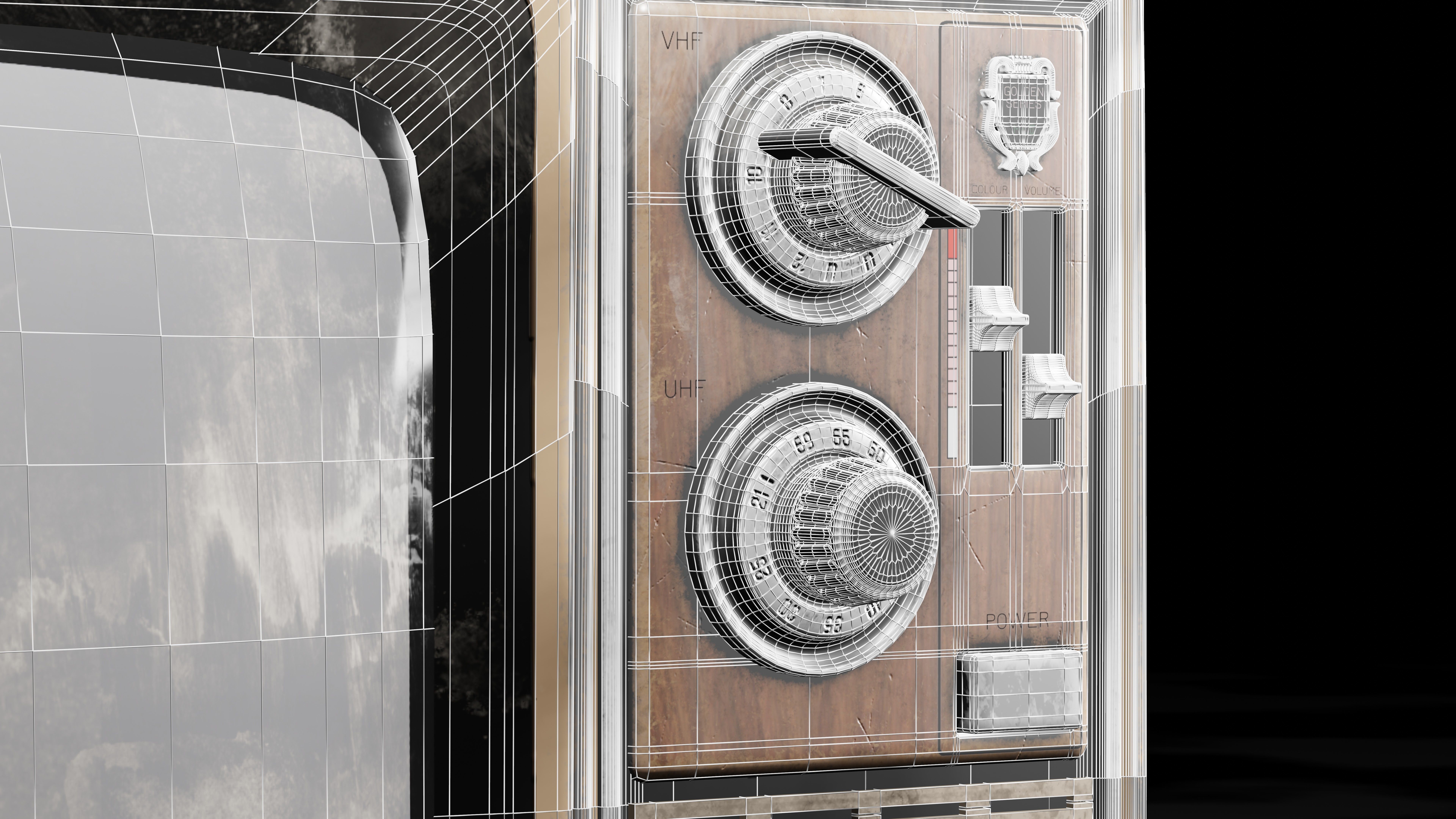 Antique TV  Old Television Low-poly 3D model_7