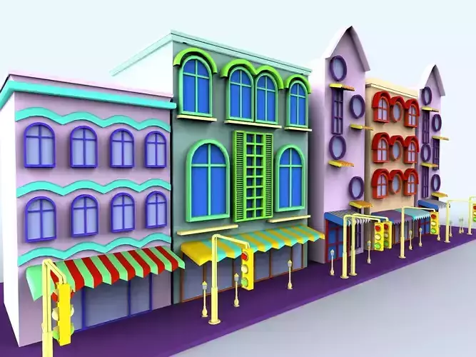 Cartoon Street Building 